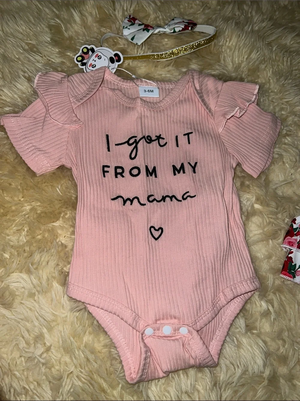 NWT Pink Baby Outfit Set with Floral Ruffle Skirt